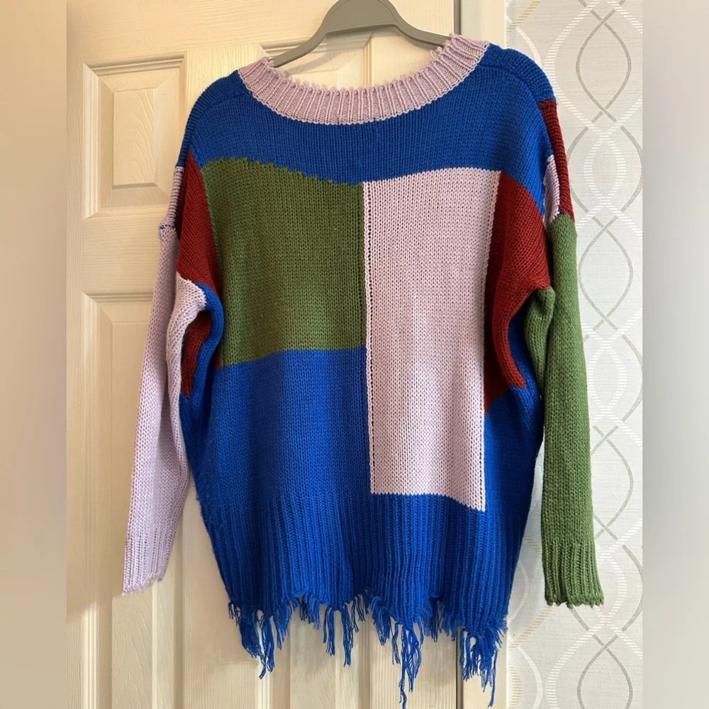 Umgee Multicolor V-Neck Sweater - Picture 5 of 5